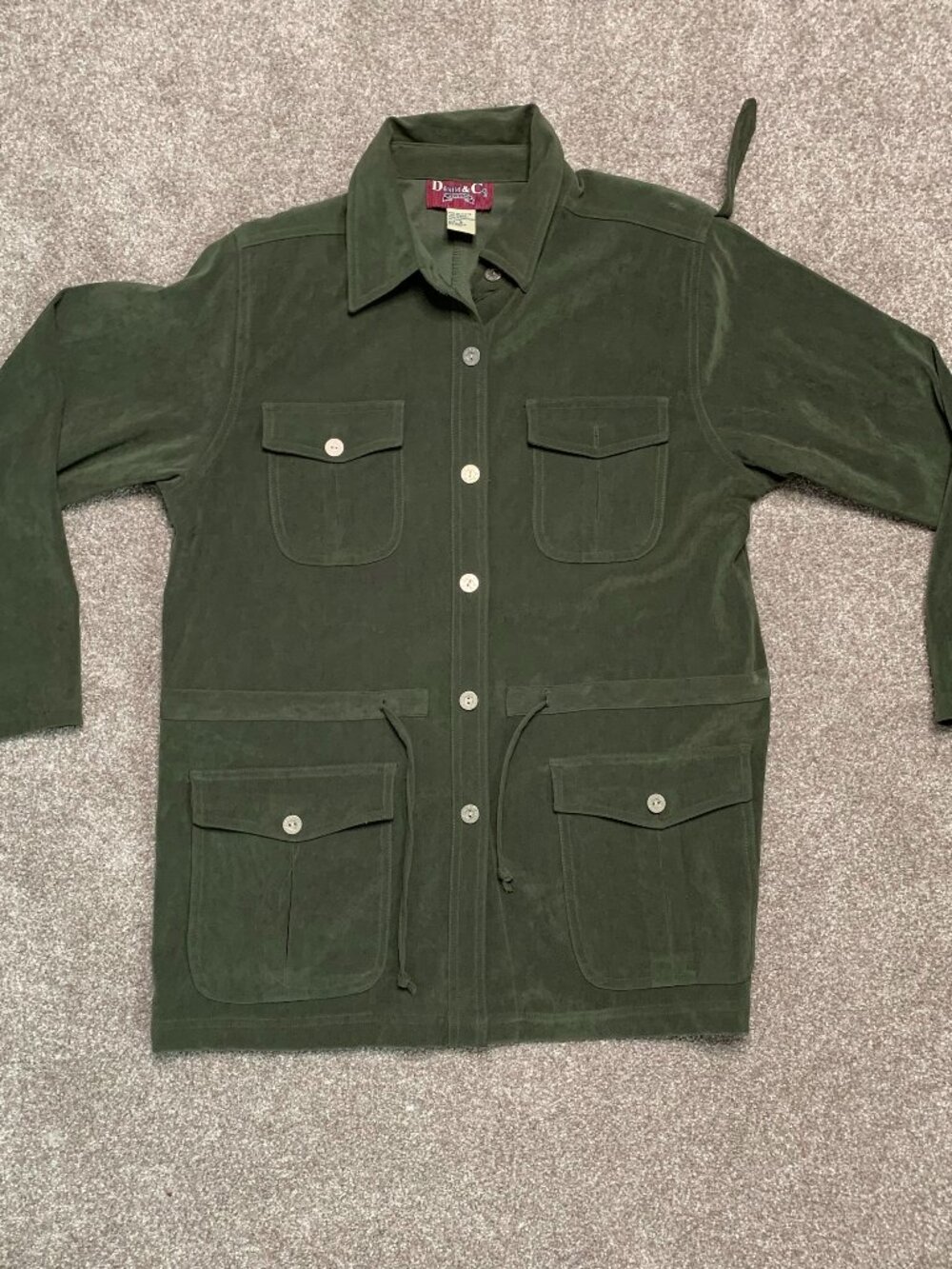 Denim & Co. Women's Stretch Velveteen Long Jacket Dark Green SZ Small